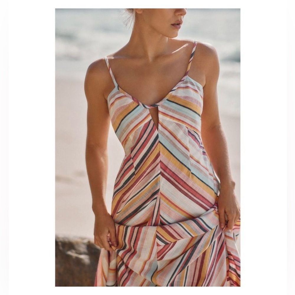 NWT Anthropologie Stripe Maxi Dress M Tank Sundress Vacation Cotton 6 8 - Picture 3 of 8